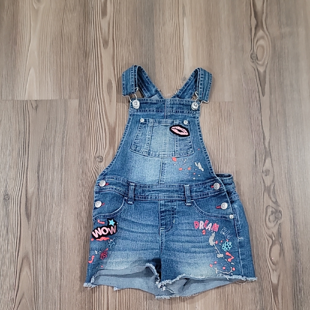 Jordache Blue Denim Kids Overall Shorts with Patches